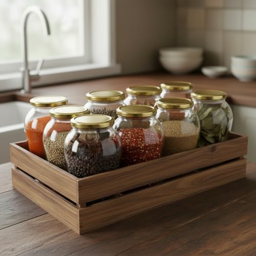 Image of ginoya brothers - Kitchen Glass Jar (3, 1000 Ml. Pot Shape Jar)