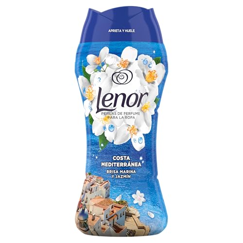 Lenor Perlas De Perfume para la Ropa, 22 Lavados (270g), Brisa Marina Y Jazmín, Edición Limitada Costa Mediterránea, Frescor Ininterrumpido Hasta 12 Semanas