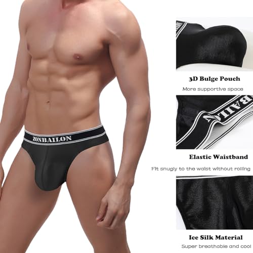 ZONBAILON Men's Thongs Sexy Man G-String Butt Flaunting T-Back Underwear Pouch2