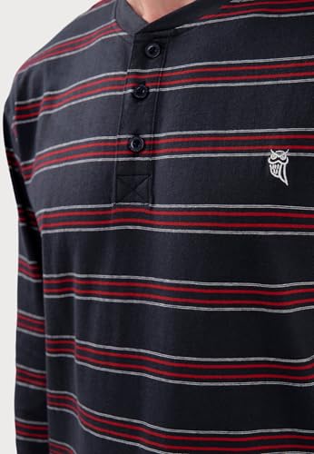 El Búho Nocturno Mens Pajama Set Long Sleeve Cotton Knit Premium Striped Pajama Set for Men, 100% Cotton, Blue 5592, XXL4