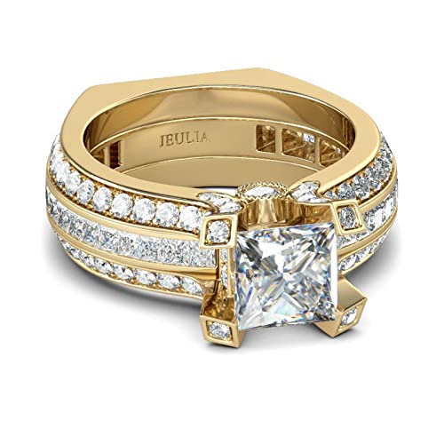 Jeulia Diamond Wedding Ring Set for Women: Sterling Silver Interchangeable Halo Bridal Set Engagement Anniversary Promise Ring Valentine's Jewelry Gift with Box3