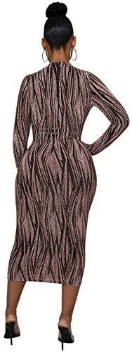 Image of Women's Sexy Long Sleeve Sparkly Maxi Dress V Neck High Slit Wrap Formal Gown Cocktail Glitter Maxi Long Dresses