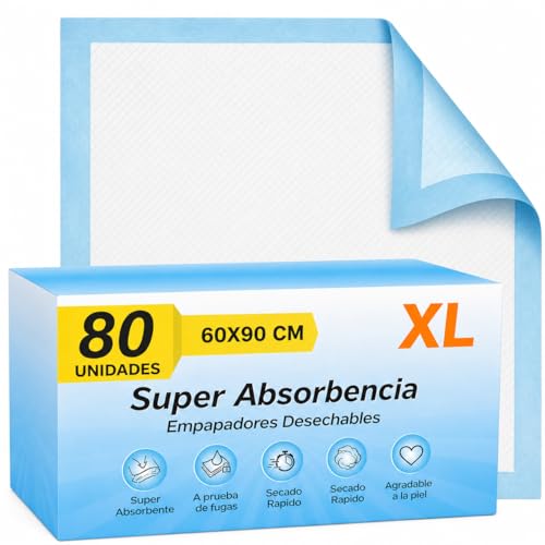Empapadores Perros 60x90 cm 80 Uds 6 Capas Desechables - Empapadores Perro Adiestramiento Perros Cachorros - Empapadores Desechables - Resguardos para Cães