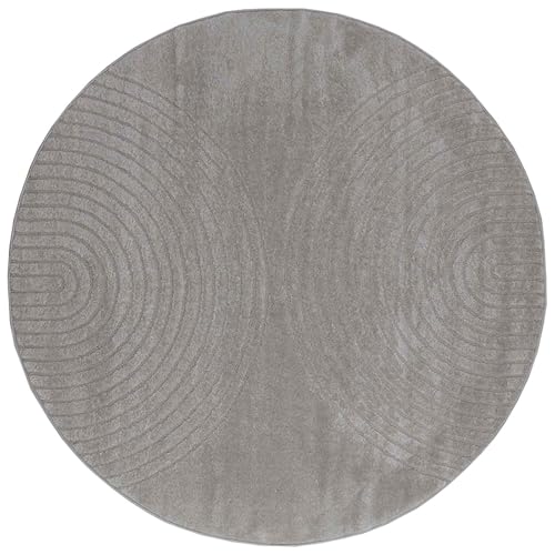 Tapis de salon rond Galati moquette douce gris polyester - 2