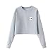 Fedi Apparel Womens Long Sleeve Hoodie Pullover Blouse Pattern Sweatshirt Grey