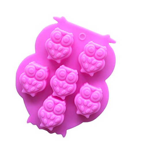 Toruiwa Molde de Silicona 6 Cavidad Molde de Silicona 3D Forma del BúhoSilicone Chocolate Postre Jabón Crayón Pastel de Hielo Decoración Molde 13.5 * 11.2 * 2cm