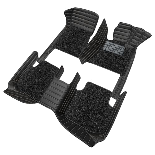 Image of Premium 9D Car Foot Mats |Waterproof & Dustproof | Anti-Skid Floor Mats for Car | Easy to Clean | Luxury Car Interior Mats Compatible with Mahindra XUV 3XO (Auto) 2024 - Black Beige