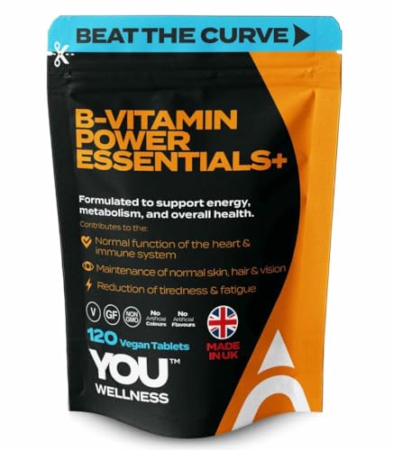 Vitamin B Complex – 120 Vegan Tablets – High Strength B1, B2, B3, B5, B6, B7, B9 & B12 with Biotin & Inositol – Energy, Metabolism & Immune Support – UK Made, Non‑GMO - YOU WELLNESS