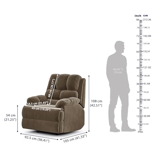 Image of Wakefit Recliner | 3 Year Warranty | Recliner Sofa 1 Seater, XpertGRID Technology, Designed for Supreme Comfort & Relaxation, Easy DIY Assembly, 145 kg Weight Capacity, Electric Virelia (Stone)