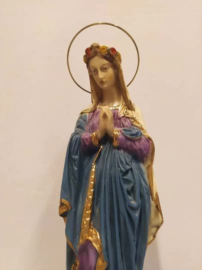 Generico ArteSacraCaravaggio Statua della Madonna Immacolata Concezione, Miracolosa, cm 32,5 (12,79 inches) in resina decorata a mano di produzione artigianale