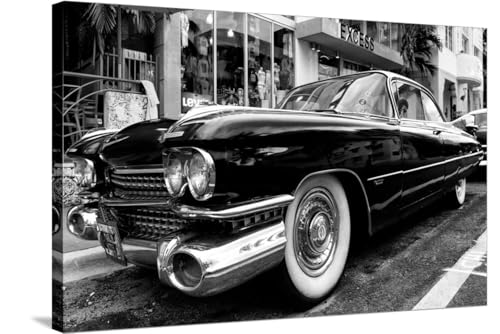 ART.COM Stretched Canvas Print Classic Cars on South Beach -