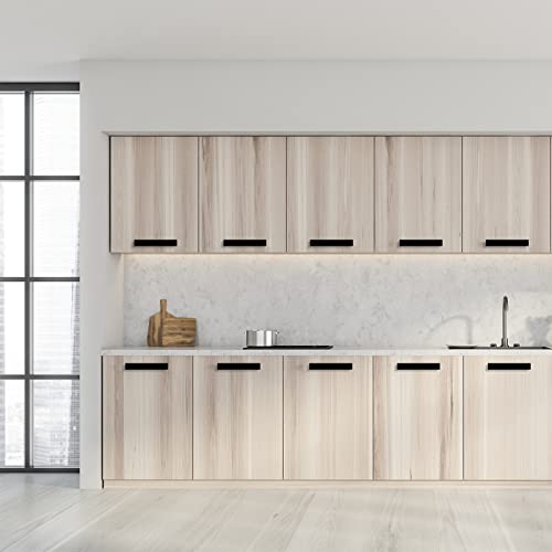 KEWUZY 10 Stück Möbelgriffe, Schwarz 160mm lochabstand Küchengriffe, Edelstahl Schubladengriffe mit Vierzig Schrauben, Schrankgriffe Türgriffe, Küche Quadrat Griffe (Schwarz, 160mm)