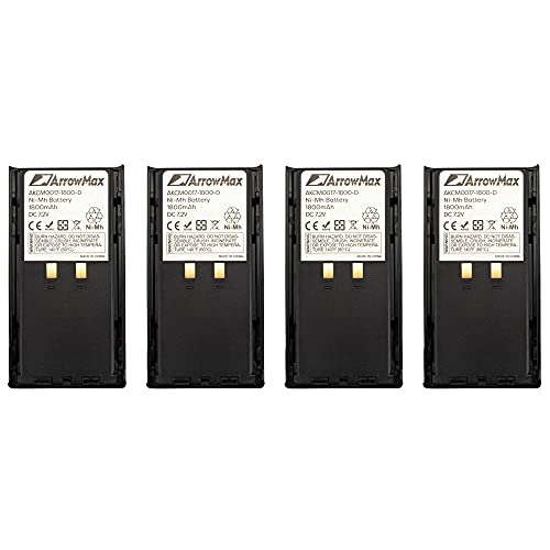 Arrowmax 4 Pack 7.5V 1800mAh Ni-MH Replacement Battery for Kenwood KNB-16 KNB-22 TK-190 TK-290 TK-5400 (AKCM0017-1800-D)