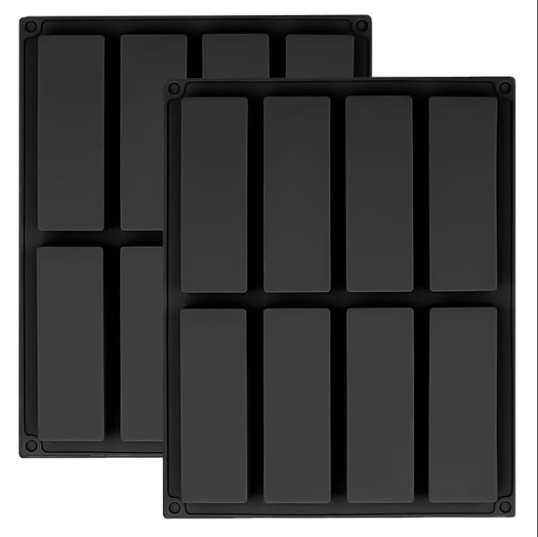 YXHZVON 2 Pièces Moule Silicone Rectangulaire 8 Alvéoles pour Barres de Céréales, Chocolat, Muffin, Brownie, Pain aux Céréales, Savon