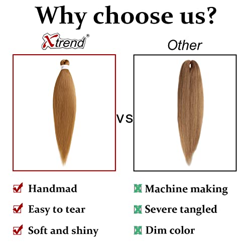 Xtrend 30 Inch EZ Braids 3Packs Copper Red Pre-Stretched Easy Braiding Hair Extensions for Box Braids Hair Hot Water Setting Braiding Synthetic Fiber Hair Extensions (3Packs,350#) - Image 4