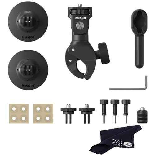 Insta360 Motorcycle Bundle New Version - Complete Mounting Kit X4/X3/X2/X 360 Cameras | Compatible with ACE/ACE PRO/GO 3/ GO2/ONE R/RS DJI OSMO Action 4/3/2 and GoPro 12/11/10/9/MAX Black