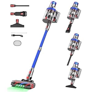 S18 Max Akku Staubsauger, 48000Pa 600W 70Mins Staubsauger Kabellos mit Doppeldisplay Freistehend,2L Akkustaubsauger Supergroßer Staubbehälter für Teppich Tierhaare Hartböden