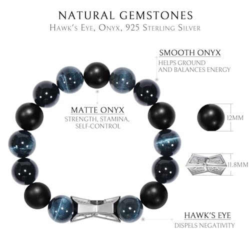Pulsera para hombre con piedras naturales y amuleto de plata miniatura 3