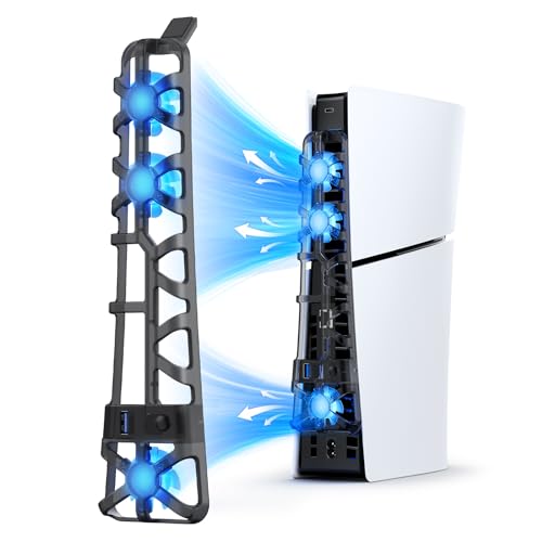 nexigo ps5 slim silent enhanced cooling fan with adjustable speed auto power onoff with usb 30 port efficient cooling system for both ps5 slim disc and digital editions