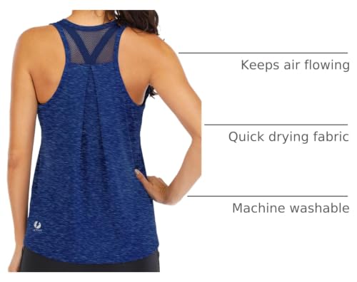 Image of ICTIVE Workout Tops for Women Loose Fit Racerback Mesh Backless Muscle Tank Running Shirts