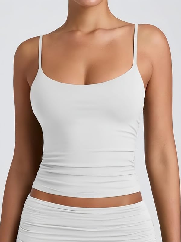 Damska bluzka typu crop, na lato, dekolt w kształcie litery U, bez rękawów, seksowna, regulowane ramiączka spaghetti, Y2K, podkoszulek sportowy, bez pleców, basic Cami