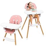 3 in 1 Baby High Chair,Adjustable Convertible Wooden High Chair with Fastened Structure,Baby Chair w