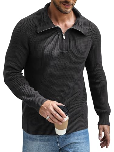 Danfiki Jersey Hombre Invierno Cuello Alto Ropa Cremallera JerséIs Suéter Clásico Manga Larga