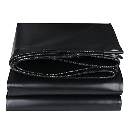 Schwarze PVC-Abdeckplane 500g/㎡ mit Ösen Mehrzweck-Plane Outdoor-Garten-Terrassen-Abdeckung Regenfestes Messer Kratztuch Reißfestes Blatt (Size:2 * 5m) Cover
