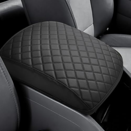 JOYTUTUS Center Console Cover Compatible with 2009-2015 Pilot Leather Arm Rest Armrest Cover for Car Durable Middle Console Cover Lid Replacement for Trucks Easy to Install Black