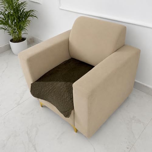 Image of Homerz Premium Petal Charm Sofa Cover | Embossed Floral Pattern | Soft Touch, Anti-Dust & Easy Wash Fabric (Coffee, 1 Seater)
