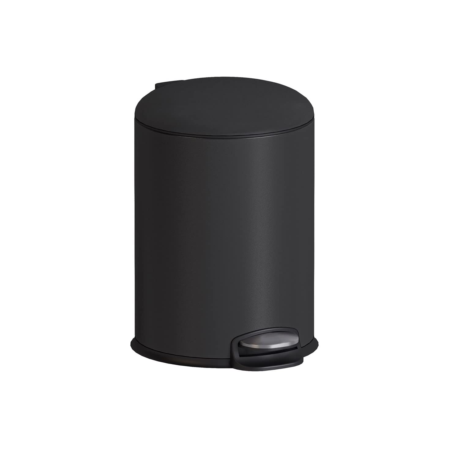 COSMIC Essentials Papelera de Baño y Cocina con Sistema de Pedal de Diseño Circular y 3L de Capacidad. Cubo de Basura con Tapa Pequeño para Aseo de Color Negro Mate