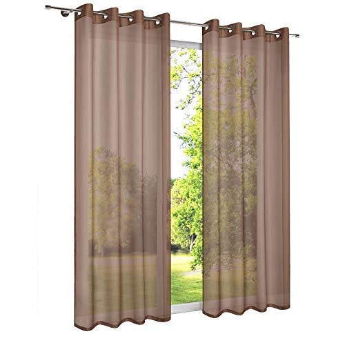 Megachest pair of sheer voile RING top (brown, 56" wideX36 drop(W142cmXH91.5cm)), W 56" x L 36" (2 Panels)