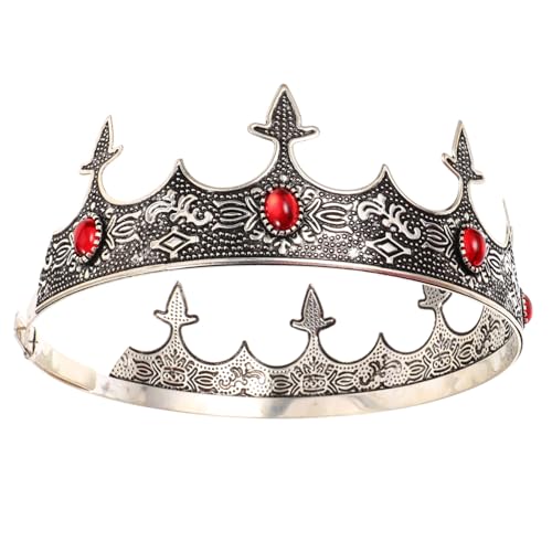 NOLITOY Corona para Hombre con Diseño Vintage y Decoración de Rhinestones Corona Cosplay Resistente para Carnaval Fiesta y Actuación Accesorio Único para Disfraz Masculino