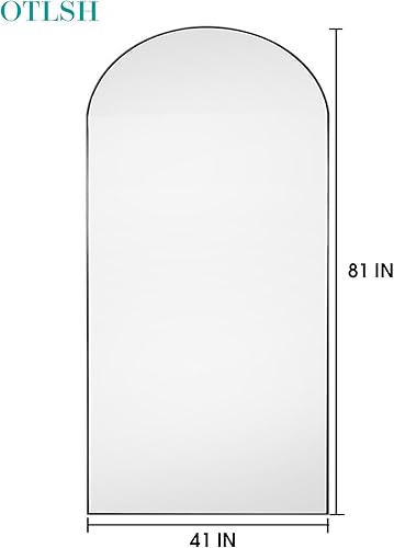 Miniatura 9 de Espejo de piso, 76 x 34 pulgadas, espejo arqueado de longitud completa con soporte, espejo de pie, espejo de cuerpo completo, espejo grande, espejo