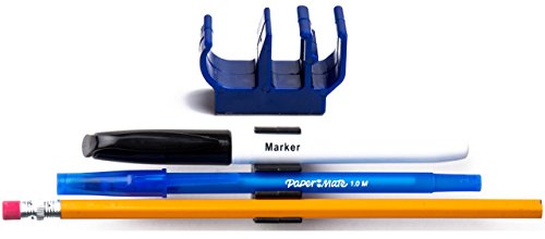 (30 pk) Blue Self Adhesive Pencil Pen and Marker Holder Adhesive Clip - Best Mount Organizer to Stick on The PC Monitor, whiteboard, Chalkboard, etc. - Great for Universities, Restaurants, etc.