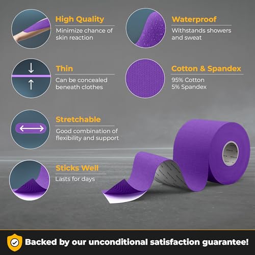 Winiom Kinesiology Tape-Incredible Support For Athletic Sports And Recovery+Free Taping Guide-Uncut 2 Inch 16.4 Feet Roll thumb #5