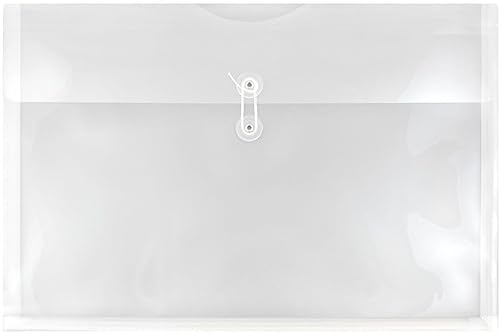 JAM PAPER Envelopes de plástico com fecho de botão e cordão - livreto grande - 30 x 45 - transparent