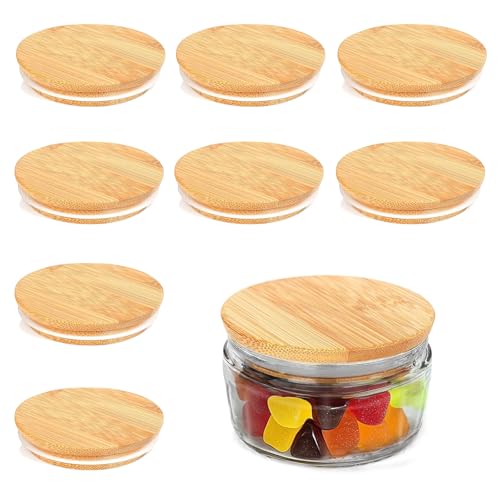 MEETOZ 8 Pcs Wood Lids for Gü Pots, Wood Lid Compatible with Gu Puds Cheesecake Jars, Reusable Airtight Glass Storage Can Lids for Gu Pot