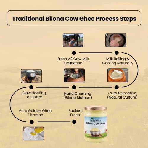 Vedic Farm Bilona Desi Cow Ghee | A2 Gir Cow Ghee | Traditional Bilona Method | 100% Pure & Natural Desi Ghee | Rich Aroma & Taste | Perfect for Cooking, Ayurveda & Daily Nutrition (1, 500, gram) 3