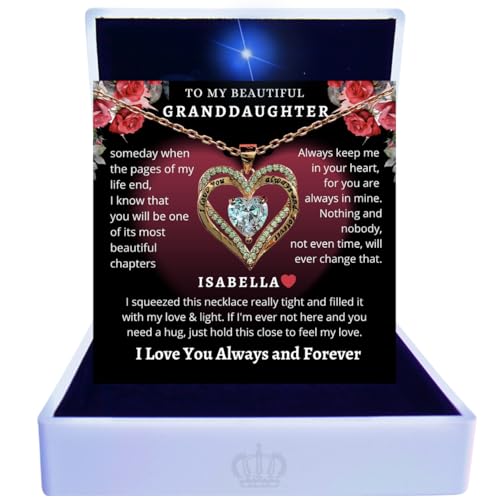 ANDREO 18k Rose Gold Heart Custom Name Forever Love Necklace for Granddaughter Gifts from...