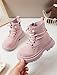 Happy Cherry Kids Boys Girls Work Boots Autumn Fashion Leather Lace-Up Soft Flat Ankle Snow Boots Pink 11