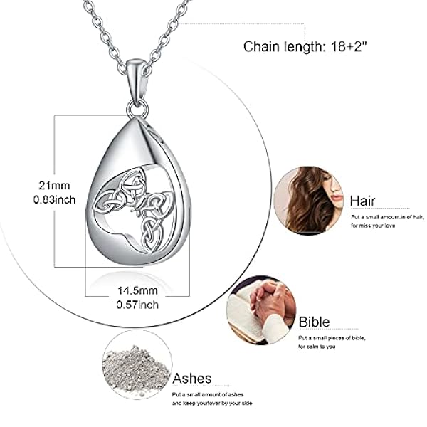 TANGPOET Collar de cenizas de plata de ley 925 para cenizas, joyería conmemorativa de cremación para cenizas, collar con colgante de recuerdo para mamá, papá, mujeres, hombres, mascotas con kit de