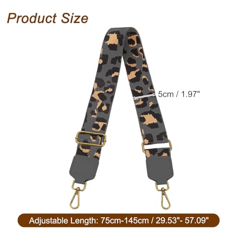 Image of uxcell Wide Shoulder Strap, 5cm Adjustable Purse Strap Replacement Crossbody Strap for Shoulder Bag Handbag, Grey, Bronze Square Mouth Buckle