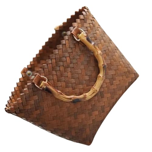 KOMBIUDA Bolso de Hombro Vintage para Mujer Bolso Tote Grande Capacidad para Picnic y Playa Cesta de Rafia Elegante Multiusos para Viajes y Uso Diario
