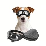 NAMSAN Dog Goggles Eye Protection Dog Sunglasses Anti-UV Goggles Windproof Puppy Goggles with Adjustable Flexible Straps for Small/Medium Dogs (Silver)