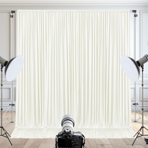 Image of 40x10ft Ivory Backdrop Curtain for Wedding Parties Wrinkle Free Fabric Ivory Drapes Backdrop Decoration for Baby Shower Birthday Photography Decoration 8 Panels, 5ft x 10ft