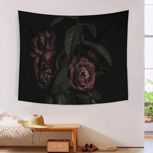 Tapisserie murale Red Rose 3D MJFCoin grand format 180x230 cm pour décoration de chambre et salon