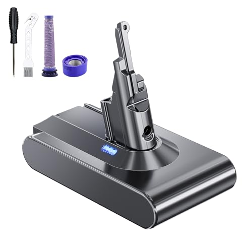 8.0Ah Replacement Battery for Dyson V8, New Upgraded V8 Battery Compatible with Dyson V8 Absolute/V8 Animal/V8 Motorhead/V8 Fluffy/SV10/V8 Slim/V8 All Cordless Vacuum Series (2×Filters Included)