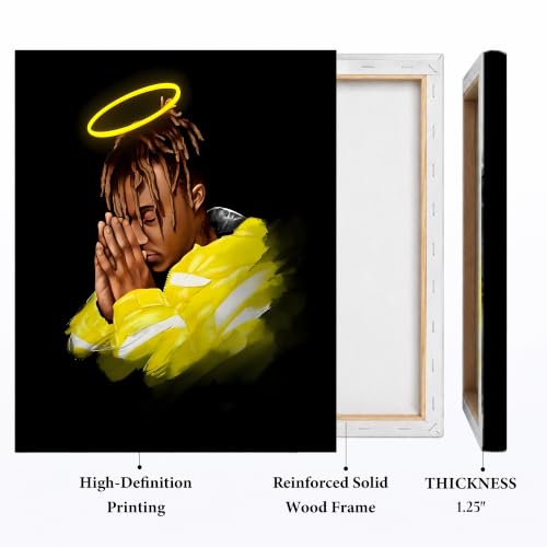 Image of Juice WRLD Canvas Wall Art, Rapper Collage Poster Print, Hip Hop Music Artwork for Bedroom Studio Gaming Room Decor, Vibrant Album Cover Picture Print Framed Music Wall Painting 16X20 inch