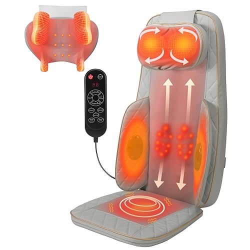 Nsyfe Shiatsu Neck and Back Massager with Heat - Full Back Walking Massager with Deep Kneading & Seat Cushion Vibration for Chair and Home, Pain Relief, Dual-Neck Detachable and Height Adjustment